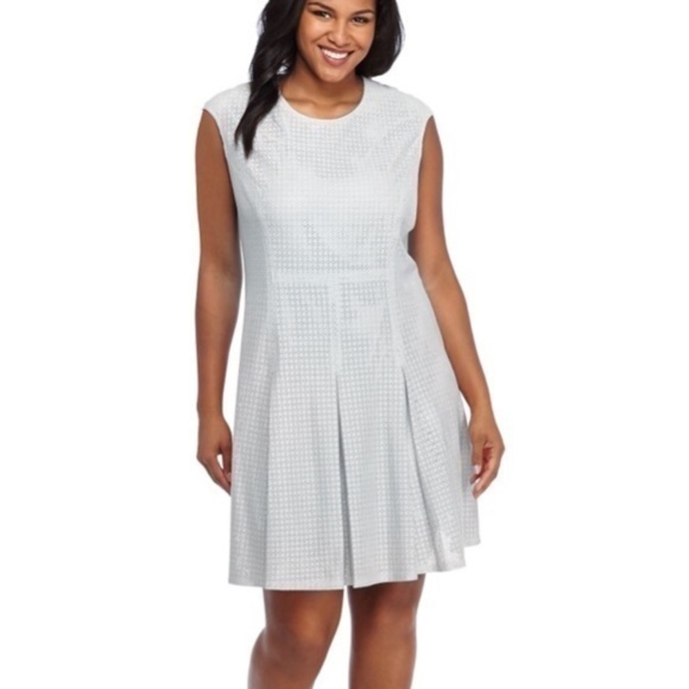 NWOT Gray Suede Perforated Cutout A Line Dress